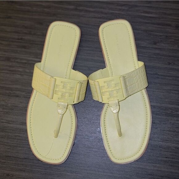 🆕️🩴Tory Burch Georgia Thong Sandals, Sz 9.5 - Pastel Yellow - Picture 3 of 7